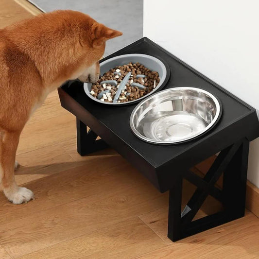 Canine Co Elevated Dog Bowl With Adjustable Height and Slow Feeder