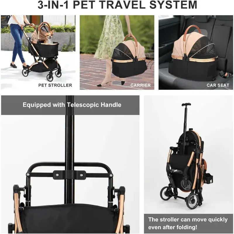 Canine Co Luxury 3-In-1 Stroller For Small/Medium Dogs, Cats And Pets